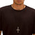 Men's Cross Pendant and Cord Necklace in Stainless Steel and Black IP Stainless Steel 30" - 33"