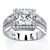 Princess-Cut and Emerald-Cut Cubic Zirconia Halo Ring 2.85 TCW in Platinum-plated Sterling Silver