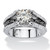 4.01 TCW Black and White Round Cubic Zirconia Engagement Ring in Platinum-plated Sterling Silver