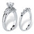 2.02 TCW Round Cubic Zirconia Two-Piece Bridal Ring Set Platinum-plated Sterling Silver