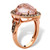 Simulated Pink Cat's Eye and Genuine Black Marcasite Vintage-Style Marquise Halo Ring in Rose Gold-plated Sterling Silver