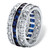 6.66 TCW Princess-Cut Blue Cubic Zirconia White Cubic Zirconia Accent Silvertone Eternity Band