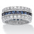 6.66 TCW Princess-Cut Blue Cubic Zirconia White Cubic Zirconia Accent Silvertone Eternity Band