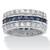 6.66 TCW Princess-Cut Blue Cubic Zirconia White Cubic Zirconia Accent Silvertone Eternity Band 6.66 TCW Princess-Cut Blue Cubic Zirconia White Cubic Zirconia Accent Silvertone Eternity Band