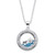 .46 TCW Simulated Birthstone and CZ Floating Charm Pendant in Silvertone