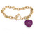 Crystal Heart Charm Simulated Birthstone Toggle Bracelet in Yellow Goldtone