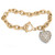 Crystal Heart Charm Simulated Birthstone Toggle Bracelet in Yellow Goldtone