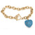 Crystal Heart Charm Simulated Birthstone Toggle Bracelet in Yellow Goldtone