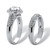 2.30 TCW Round Cubic Zirconia Pave Platinum-Plated Bridal Engagement Ring Wedding Band Set
