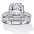 2.08 TCW Cushion-Cut Cubic Zirconia Platinum-plated Sterling Silver 2-Piece Halo Bridal Ring Set