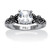 Cushion-Cut Simulated Birthstone Butterfly and Scroll Ring in Antiqued Sterling Silver