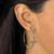 Round Crystal Cross Hoop Earrings Black Rhodium-Plated (1 1/2")