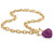 Crystal Heart Charm Simulated Birthstone Toggle Necklace in Yellow Goldtone