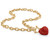 Crystal Heart Charm Simulated Birthstone Toggle Necklace in Yellow Goldtone