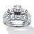 1/4 TCW Round Diamond Platinum over Sterling Silver Bridal Engagement Ring Set