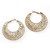 Round Crystal Leaf Hoop Earrings in Goldtone 2 1/3"