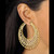 Round Crystal Leaf Hoop Earrings in Goldtone 2 1/3"