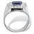 Men's .53 TCW Bezel-Set Blue Glass and Cubic Zirconia Octagon Ring in Silvertone Sizes 9-16