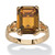 Emerald-Cut Simulated Birthstone Ring in Gold-Plated