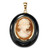 Oval-Shaped Genuine Onyx and Shell Cameo Drop Pendant 10k Yellow Gold