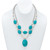 Genuine Turquoise and Cultured Freshwater Pearl Silvertone Necklace and Earrings Set 17"