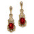 Oval-Cut Simulated Birthstone Drop Earrings in Antiqued Goldtone