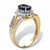 10k Yellow Gold Oval Blue Sapphire and Round Diamond Accent Crossover Ring