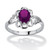 Oval-Cut Open Scrollwork Simulated Birthstone Ring in Sterling Silver