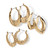 3 Pair Hoop Earrings Set in Yellow Goldtone (1 1/2")