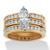3.65 TCW Marquise-Cut Cubic Zirconia 14k Gold-plated Sterling Silver 3-Piece Bridal Ring Wedding Set