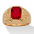 Men's Emerald-Cut Simulated Ruby Nugget-Style Ring 2.75 TCW Yellow Gold-Plated