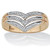 White Diamond Accent 10k Yellow Gold Triple-Row Chevron Ring
