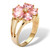 4 TCW Heart-Shaped Pink Cubic Zirconia Yellow Gold-Plated Flower Ring