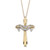 Diamond Accent Shrouded Cross Two-Tone Textured Pendant Necklace in Solid 10k Yellow Gold 18"
