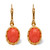 Orange Oval Simulated Coral Yellow Gold-Plated Cabochon Filgree Drop Earrings