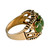 Oval Genuine Green Jade Antiqued Yellow Gold-Plated Triple-Stone Filigree Ring