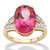 8.84 TCW Oval-Cut Sunset Rose Genuine Topaz Diamond Accent 10k Yellow Gold Ring