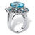 8.60 TCW Oval-Cut Genuine Blue and White Topaz Ring in .925 Sterling Silver