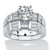 Round Cubic Zirconia  2-Piece Wedding Ring Set 3.11 TCW in Platinum-plated Sterling Silver