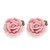 Pink Ceramic Blooming Rose Stud Earrings with Surgical Steel Posts