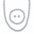 Round Beaded 3-Piece Strand Necklace, Stud Earring and Stretch Bracelet Set in Silvertone 18"-21" (8mm)