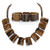 Genuine Brown Tiger's-Eye 2-Piece Rectangle Fringe Bib Necklace and Stretch Bracelet Set in Silvertone 18"