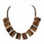 Genuine Brown Tiger's-Eye 2-Piece Rectangle Fringe Bib Necklace and Stretch Bracelet Set in Silvertone 18"