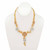 Round Crystal Tri-Tone 3-Piece Floral Necklace Set with BONUS FREE Ring in Goldtone, SIlvertone and Rosetone 17"