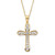 Round Cubic Zirconia Cross Pendant Necklace 18" .75 TCW 18k Gold-plated Sterling Silver