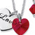Red Crystal Beaded 2-Piece Silvertone Heart Necklace Set 18"-19.5"