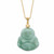 Genuine Green Jade Buddha Pendant Necklace in 18k Gold-plated Sterling Silver 18"