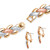 Interlocking Link 3-Piece Tri-Tone Necklace, Bracelet and Earrings Set in Gold, Rose and SIlvertone