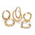 3 Pair Bamboo Style Hoop Earrings Set in Yellow Goldtone (2 1/3", 2 1/2", 2 7/8")