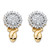Diamond Accent Round Two-Tone Gold-Plated Cluster Button Earrings